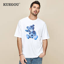 Мужская белая футболка с принтом KUEGOU, белая футболка с короткими рукавами, модная одежда размера плюс, лето 2020 2024 - купить недорого