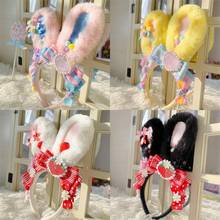 Rabbit Ears Sweet Harajuku Plaid Strawberry Lolita Small Hair Accessories KC Hairband 2024 - buy cheap
