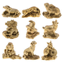 Chinese Zodiac Animal Figurines Statues Pure Brass 12 Shengxiao Sculptures New Year Gift Home Tabletop Decoration 2024 - buy cheap