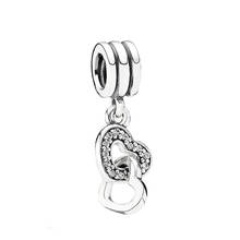 Abalorio de plata esterlina 925 auténtica para mujer, colgante de corazones entrelazados, compatible con pulsera Pandora, regalo, joyería artesanal 2024 - compra barato