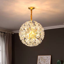 Luces colgantes de pétalos de flores de lujo, globo colgante de cristal, lámpara colgante de latón dorado/Cobre, luces decorativas para el hogar 2024 - compra barato