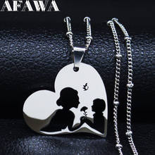 Baby Mom Stainless Steel Statement Necklace Women Silver Color Necklaces Pendants Mother's Day Gift Jewelry naszyjniki N3111S01 2024 - buy cheap