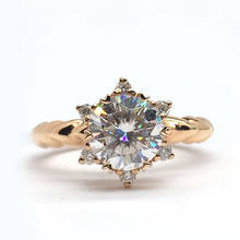 18 k rosa ouro moissanite anel estilo flor luxo moissanite jóias laboratório diamante anel de aniversário casamento 2024 - compre barato