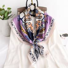2022 Summer Luxury Brand Silk Scarf Square Women Shawls And Wraps Fashion Print Office Small Hair Neck Hijabs Foulard Scarves 2024 - buy cheap