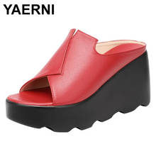 YAERNI Flats Platform Women Slippers 2021 Outside Fashion Ladies Platform Wedge Slippers Peep Toe Summer Shoes High Heels Female 2024 - buy cheap