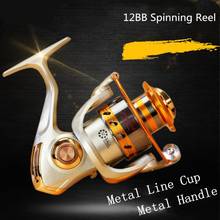 5000 Series 12 Ball Bearing 5.2:1 Champagne Fishing Reel Saltwater Freshwater Spinning Wheel  with Metal Line Cup & Handle 2024 - buy cheap