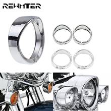 Motorcycle 7" Headlight Trim Ring &4.5 '' Fog Light Cover &Chrome Visor Style Turn Signal Trim Ring For Harley Touring Softail 2024 - buy cheap