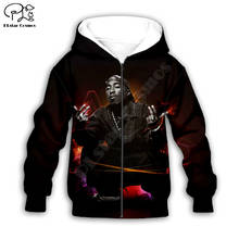 2PAC-Sudadera con capucha para niños, abrigo de manga larga con cremallera, chándal de dibujos animados, Tupac, Amaru, Shakur, 3d 2024 - compra barato