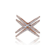 Rose Gold Color Double Criss Cross X Shaped Wedding Finger Ring Micro Pave CZ Women Lady Charm 925 Sterling Silver Party Jewelry 2024 - buy cheap