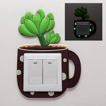 Interruptor de parede dos desenhos animados adesivos fluorescentes cactus para decorações do quarto do bebê interruptor tomada luz luminosa decoração da parede 2024 - compre barato