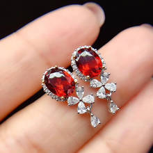 Elegant Gift for Engagement Hot Sale 100% Real and Natural Garget Earring 925 Sterling Silver Garnet Earring 2024 - buy cheap