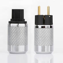 Preffair WCF2-EG Hi-End Carbon Fiber Gold Plated European standard AC Power Plug IEC Female Plug DIY Mains Power cable 2024 - buy cheap