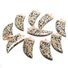 Natural Stone Charms Dalmatian Jaspers Knife Shape Pendant For Jewelry Making DIY Necklace Earrings Accessories Wholesale 2024 - buy cheap