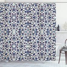Cortina de chuveiro oriente do marrocos com padrão floral estilo vitoriano rococo, cortinas de banheiro de design barroco, conjunto de decoração com ganchos 2024 - compre barato