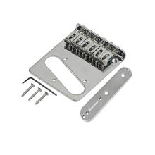 FLEOR Set of Guitar 6 Saddles Bridge & Control Plate Chrome for TL Guitar Parts 2024 - buy cheap