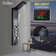 Senlesen Shower Panel Column Big Screen Blue Light Rain&Waterfall Shower Head Stainless Steel Massage Jets Mixer Shower 2024 - buy cheap