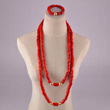 Gorgeous red 2 rows long coral beads jewelry set para hombres y mujeres 2024 - compra barato