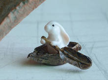 Conejo de dibujos animados en miniatura para decoración del hogar, figurita de animales para decoración de escritorio, regalo de Pascua, miniaturas de jardín Casa 2024 - compra barato