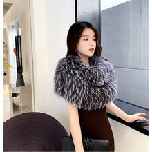 MS.Minshu Natural Fox Fur Wrap Fashion Women Cape Winter Genuine Fox Fur Scarf Elastic Should Warmer 2024 - buy cheap