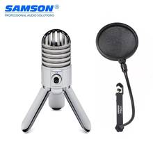 Microfone samson meteor profissional, microfone cardioide usb para estúdio, com dobrável, para jogos, gravação 2024 - compre barato