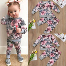 2PCS Cute Newborn Baby Girl Clothing Autumn Long Sleeve Floral Pullover Tops+Long Pant Trouser Outfit Baby Clothes Set 2024 - buy cheap