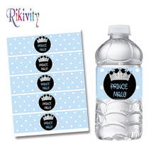 20Pcs Custom Prince Crown Blue Water Bottle Wine Champagne Label Candy Bar Wrapper Sticker Baby Shower Birthday Party Decoration 2024 - buy cheap
