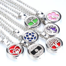 Tree of Life Aroma Jewelry Necklace Magnetic Stainless Steel Aromatherapy Essential Oil Diffuser Perfume Locket Pendant Jewelry 2024 - buy cheap