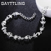 BAYTTLING Silver Color 8 Inch AAA Zircon Fox Pendant Bracelet For Woman Fashion Luxury Wedding Jewelry Gift 2024 - buy cheap
