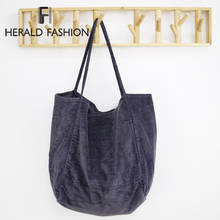 2021 Women Canvas Tote Bag Corduroy Shopping Female Eco Cloth Handbag Big Women Folding Shoulder Reusable Foldable Shopper Bags 2024 - купить недорого