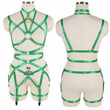 Summer Green Harness Belt Set Cage Body Strappy Top Punk Gothic Metal Ring Party Dance Leg Garter Suspender Elastic Lingerie 2024 - buy cheap