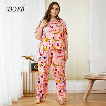 DOIB-Pijama de talla grande con estampado para mujer, conjunto de dos piezas, ropa de dormir informal, holgada 2024 - compra barato