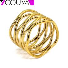 Gold Silver Colour Overlapped Long Rings for Women Vintage Infinity Rings Fashion Stainless Steel Irregular Party rings 2024 - buy cheap