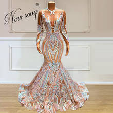 Vestidos 2021 Illusion Sequins Evening Gowns Party Dresses Customized Couture Dubai Plus Size Prom Dress Arabic Robe De Soiree 2024 - buy cheap