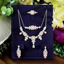 GODKI Square Flower Charms 4PCS Bracelet Ring Necklace Earring Set For Women Wedding Party Cubic Zircon CZ Dubai Bridal Jewelry 2024 - buy cheap