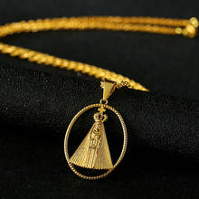 Fashion cutout Virgin Mary Necklace Gold Color Statement Necklace Women Fashion Pendant Catholic Jewelry 2024 - compre barato