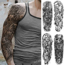 Large Arm Sleeve Tattoo Zeus Gods Lightning Hell Waterproof Temporary Tatto Sticker Poseidon Bear Body Art Full Fake Tatoo Men 2024 - buy cheap