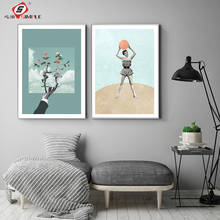 Nordic Abstract Vintage Beach Canvas Painting Wall Art Woman Dancing Poster and Print Art Picture For Bed Room Decor Frameless 2024 - buy cheap