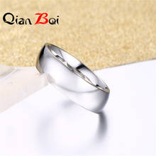 QianBei Silver Color Stainless Steel Ring for Smooth Face Engagement Wedding Rings Jewlery Gifts 2024 - buy cheap