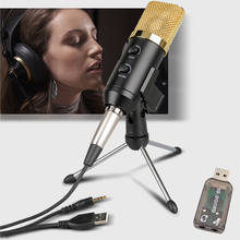 Condenser Microphone For Computer Wired Audio 3.5mm Studio Cardioid Pick-Up Mic With Tripod Stand and USB Audio Adapter F100TL 2024 - купить недорого
