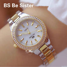 Relojes de pulsera de acero inoxidable para mujer, pulsera femenina de diamantes de cristal, color dorado, 2019 2024 - compra barato