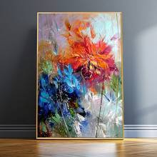 Abstracto aquarela azul laranja flor pintura a óleo sobre tela cartaz e cópias da arte parede imagem para sala de estar 2024 - compre barato