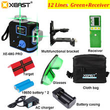 Xeast-laser verde autonivelador profissional 3d, 12 linhas, rotação 360 graus, receptor de laser, autonivelamento, ambiente externo 2024 - compre barato