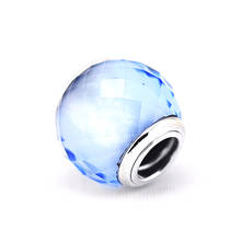 Berloque para pulseira pandora, faça você mesmo, 100% prata esterlina 925, facetas pequenas, contas com quartzo azul, frete grátis 2024 - compre barato