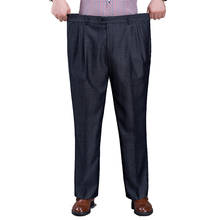 Брюки мужские для мужчин среднего возраста, толстые свободные эластичные Костюмные штаны с завышенной талией, двойная плиссировка, брюки в складку, 29-56, Осень-зима 2024 - купить недорого