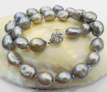 Большой 10-11 мм серебристо-серый Настоящее барокко жемчужное ожерелье 2024 - купить недорого