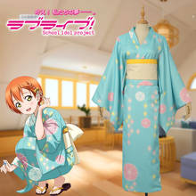 ¡Juego LoveLive! Disfraz personalizado de Hoshizora Rin para mujer, Kimono verde, albornoz, corsé, lazo, horquilla, ropa para adultos 2024 - compra barato