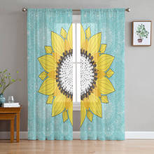 Sunflower Mandala Teal Green Tulle Sheer Window Curtains for Living Room Bedroom Modern Tulle Voile Curtains Drapes Decoration 2024 - buy cheap