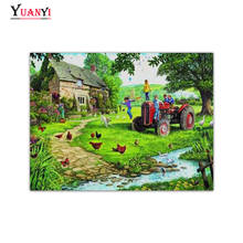 Full Round / Square Diamond Painting Cross Stitch Farm Landscape Tractor Car 5D Diamond Mosaic Animal chicken Diamond Embroidery 2024 - buy cheap