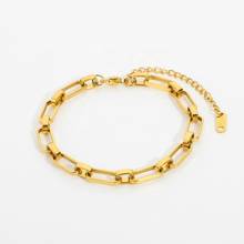 Pulsera de cadena gruesa ahuecada de acero inoxidable para mujer, brazalete de oro Chapado en Perla, pulsera de cadena, regalo de joyería 2024 - compra barato