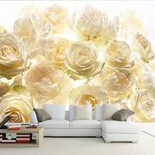 Free Shipping Customize Wall Stickers White Roses Wall Mural Decals Creative Design for Home Deco Photo Wallpaper 2024 - buy cheap